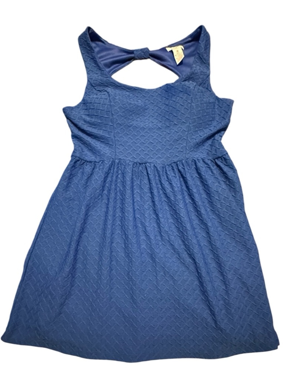 Candie's Blue Textured Sleeveless Dress with Bow Back